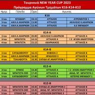 Πρόγραμμα Τουρνουά New Year Cup 2023 (K16-K14-K12)