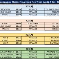 Πρόγραμμα Τουρνουά New Year Cup (2-5 Ιαν. 2024)